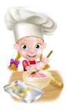 cartoon-girl-baking-happy-baker-chefs-hat-stirring-bowl-cake-mix-wooden-spoon-63440205